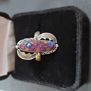 Turquoise purple sterling ring .925 silver new sz 7